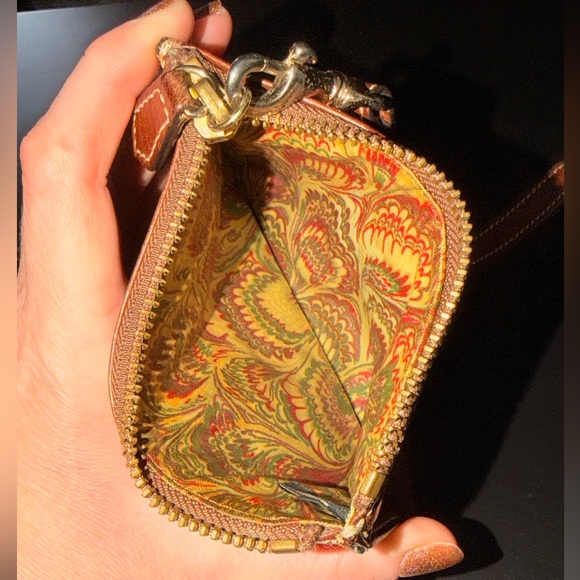 LOW STARTDooney & Bourke Brown Leather Wristlet | Gold Hardware | Paisley Lining - Picture 11 of 11